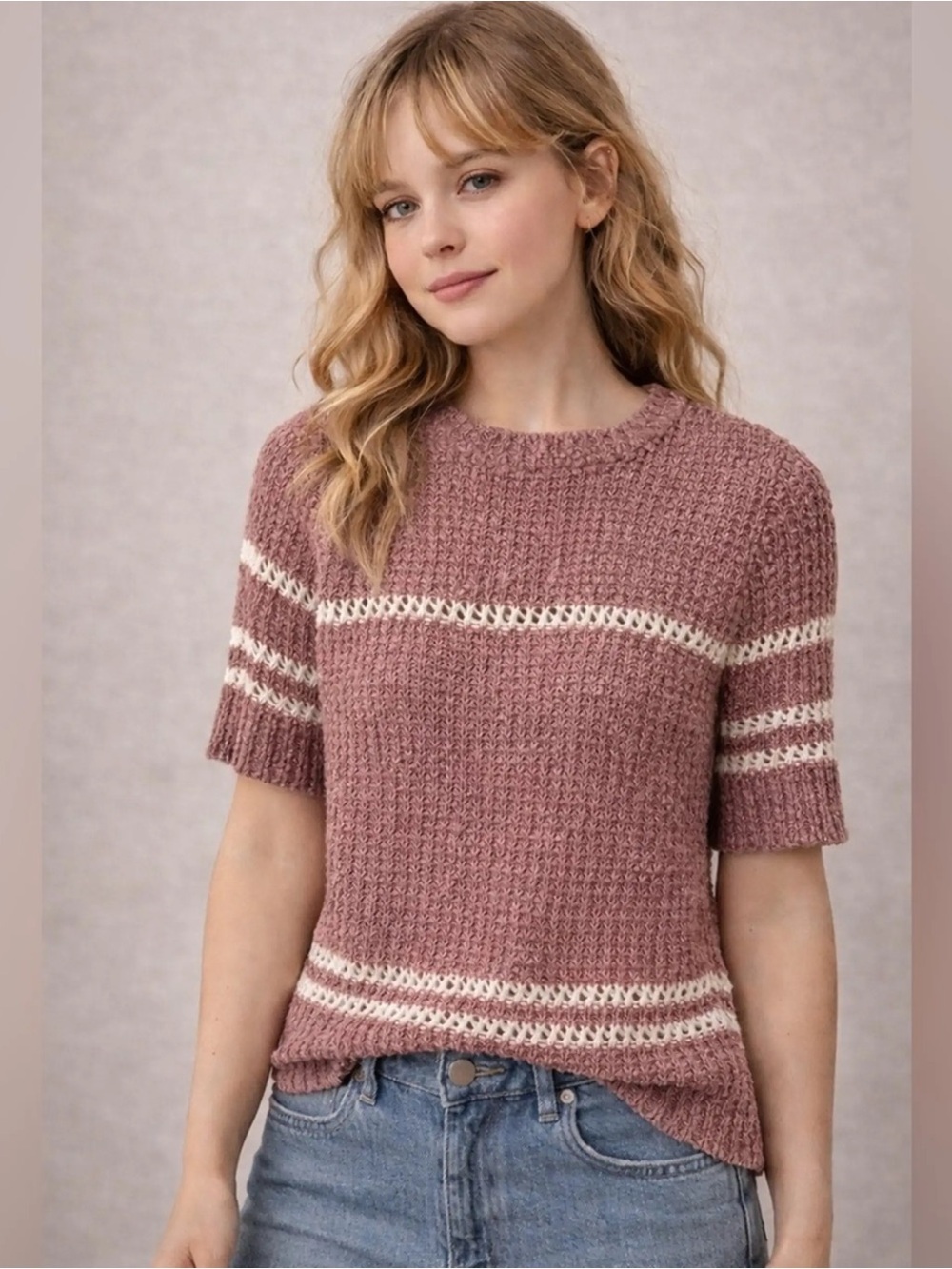 Anthropologie‎ Gwen Textured Knit Short Sleeve Sweater